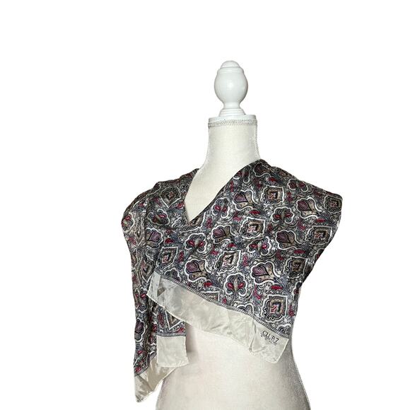 Echo Club 7 Silk Scarf Semi Sheer Paisley rectangle  cream - Picture 6 of 7